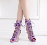 purple lace up dancing heels