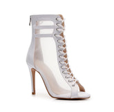 Ethereal Mesh Dance Heels in White
