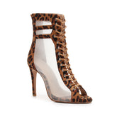 Ethereal Mesh Dance Heels in Leopard Print