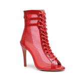 Ethereal Mesh Dance Heels in Red