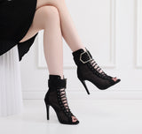 Chic Buckle Accent Lace-Up Professional Dance Heels