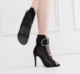 Chic Buckle Accent Lace-Up Professional Dance Heels