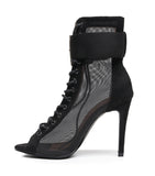 Chic Buckle Accent Lace-Up Professional Dance Heels