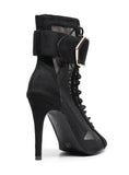 Chic Buckle Accent Lace-Up Professional Dance Heels