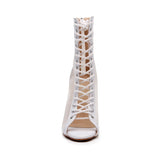 Ethereal Mesh  Dance Heels in White