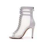 Ethereal Mesh  Dance Heels in White