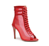 Ethereal Mesh  Dance Heels in Red