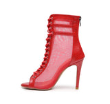 Ethereal Mesh  Dance Heels in Red