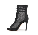 Ethereal Mesh  Dance Heels in Black