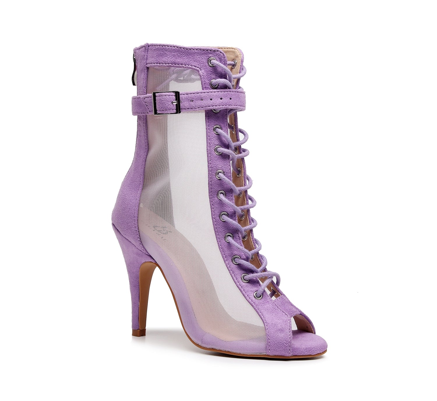 purple lace up heels