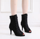 Black Velvet Lace-Up Dance Heels